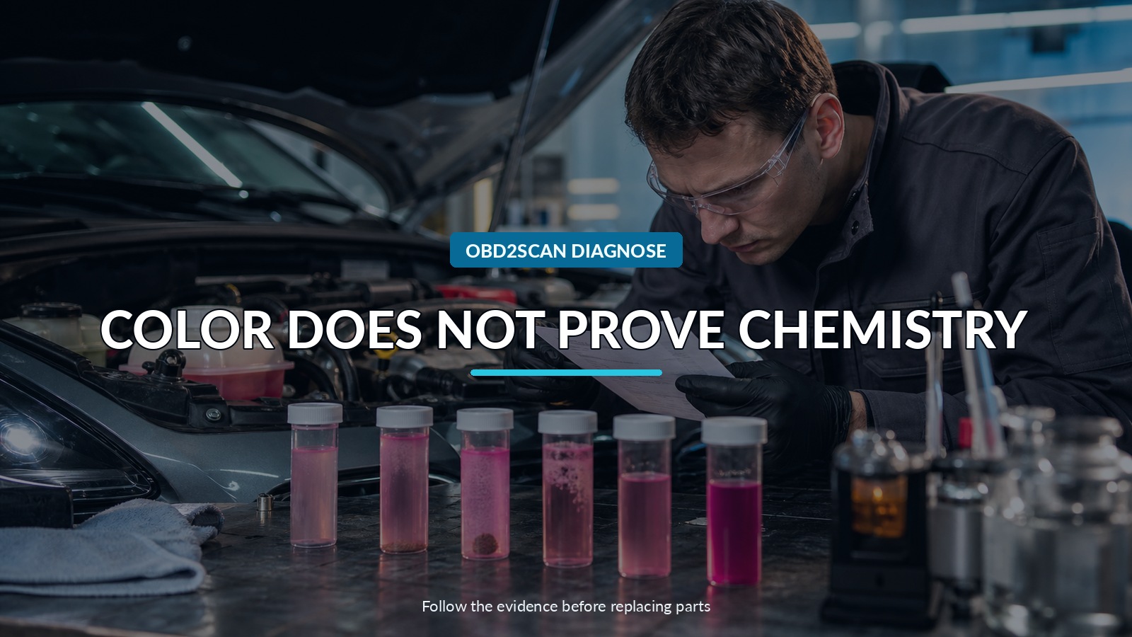 Color Does Not Prove Chemistry — conceptual diagnostic scene