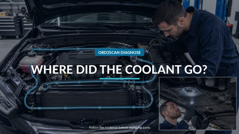 Where Did The Coolant Go? — conceptual diagnostic scene