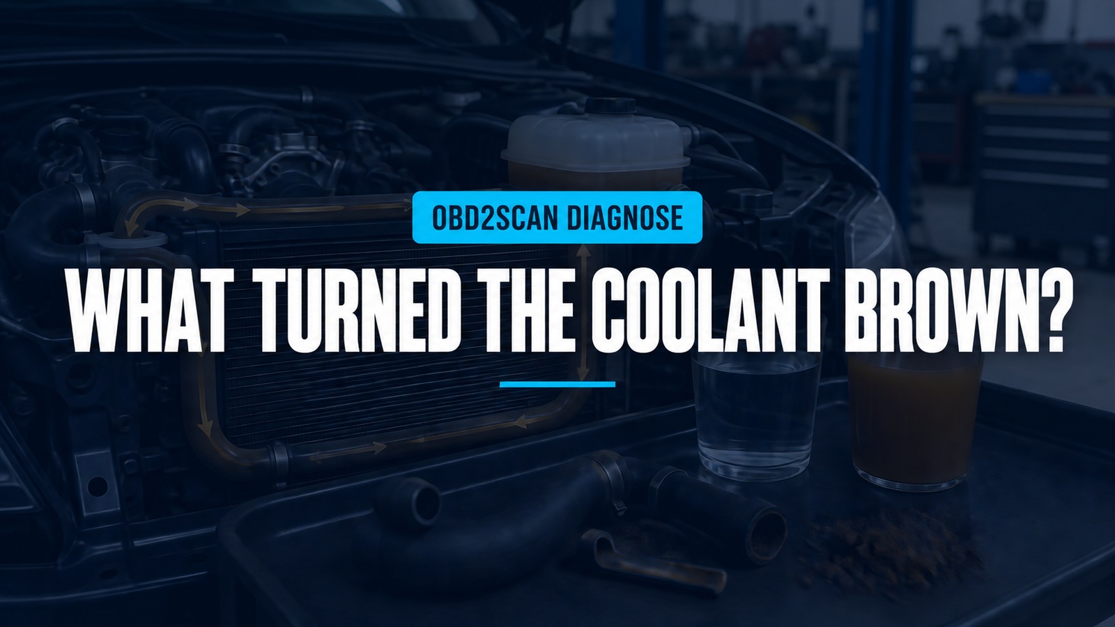 What Turned The Coolant Brown? — conceptual diagnostic scene