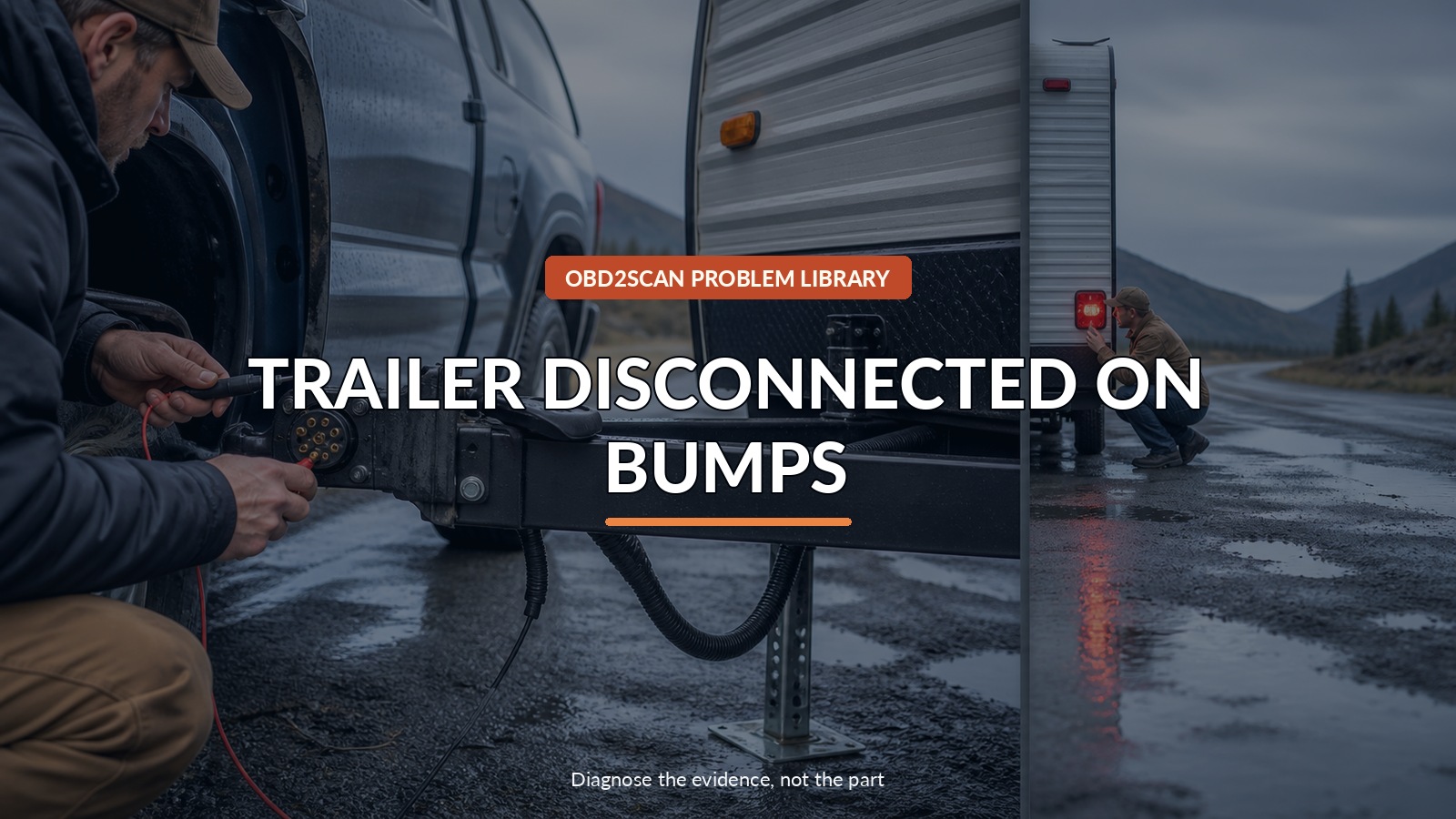 Trailer Disconnected On Bumps — conceptual diagnostic scene