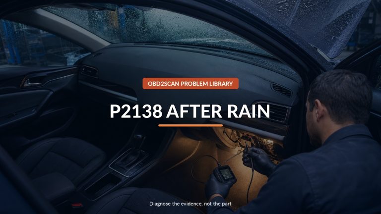 P2138 After Rain — conceptual diagnostic scene