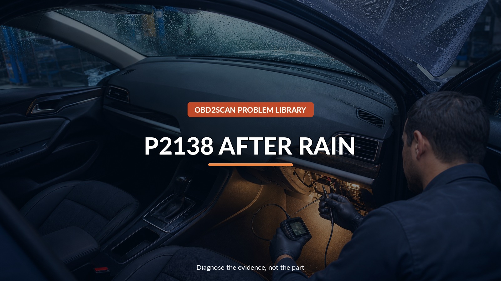 P2138 After Rain — conceptual diagnostic scene