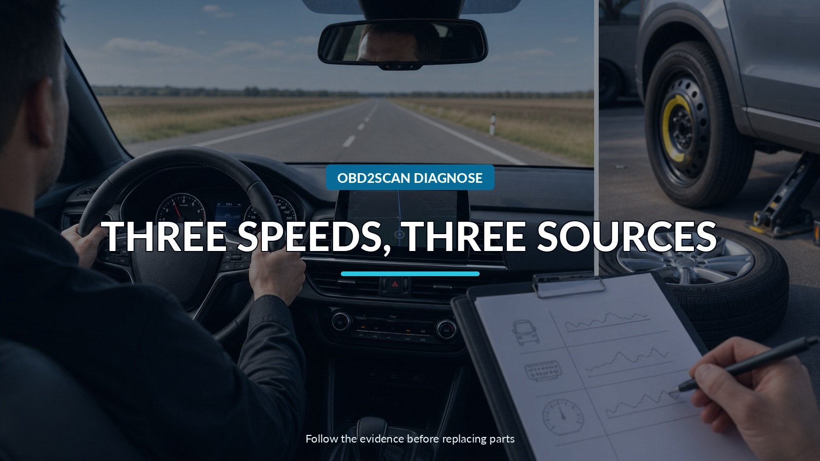Three Speeds, Three Sources — conceptual diagnostic scene