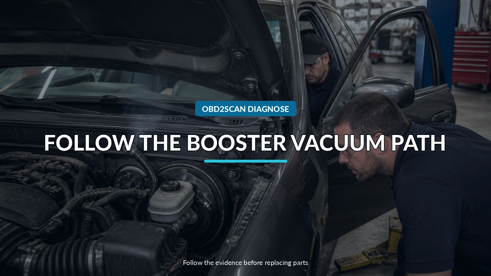 Follow The Booster Vacuum Path — conceptual diagnostic scene