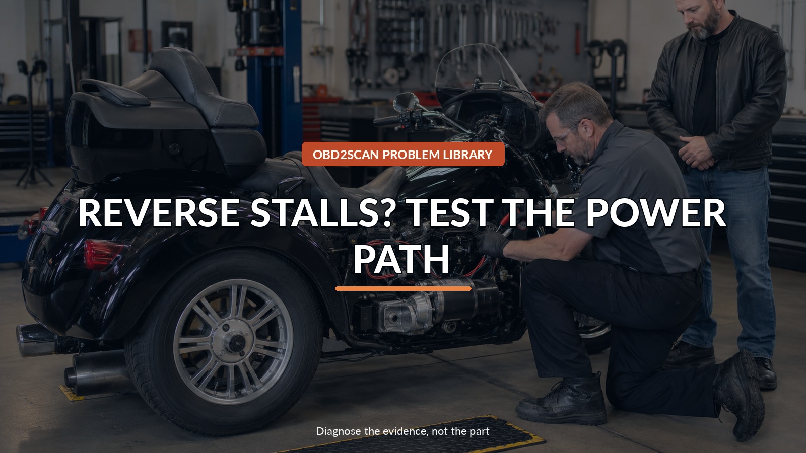 Reverse Stalls? Test The Power Path — conceptual diagnostic scene