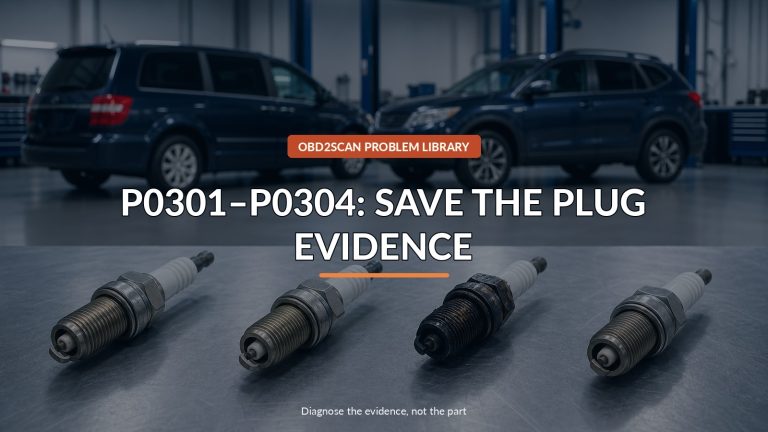 P0301–P0304: Save The Plug Evidence — conceptual diagnostic scene