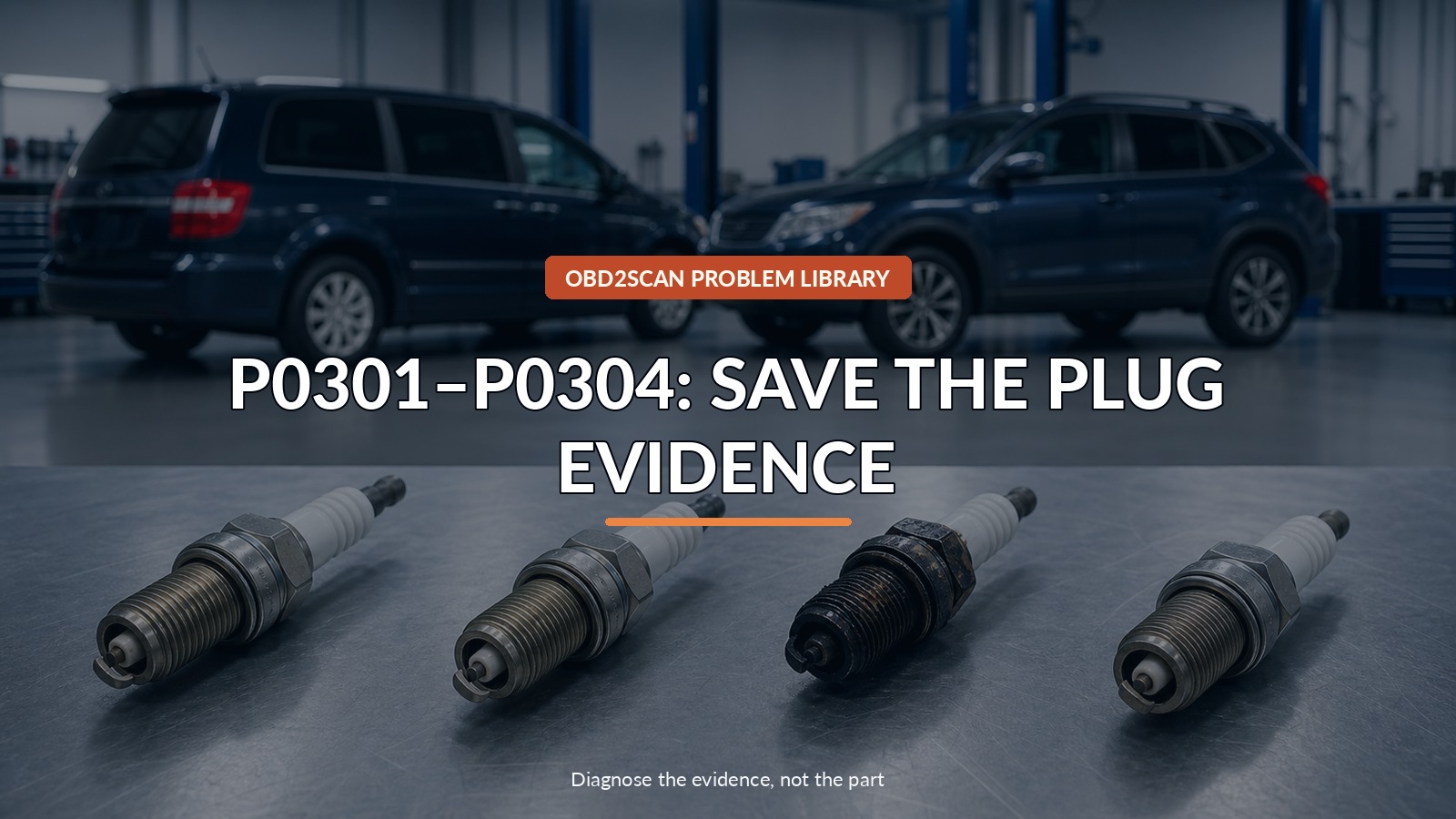 P0301–P0304: Save The Plug Evidence — conceptual diagnostic scene