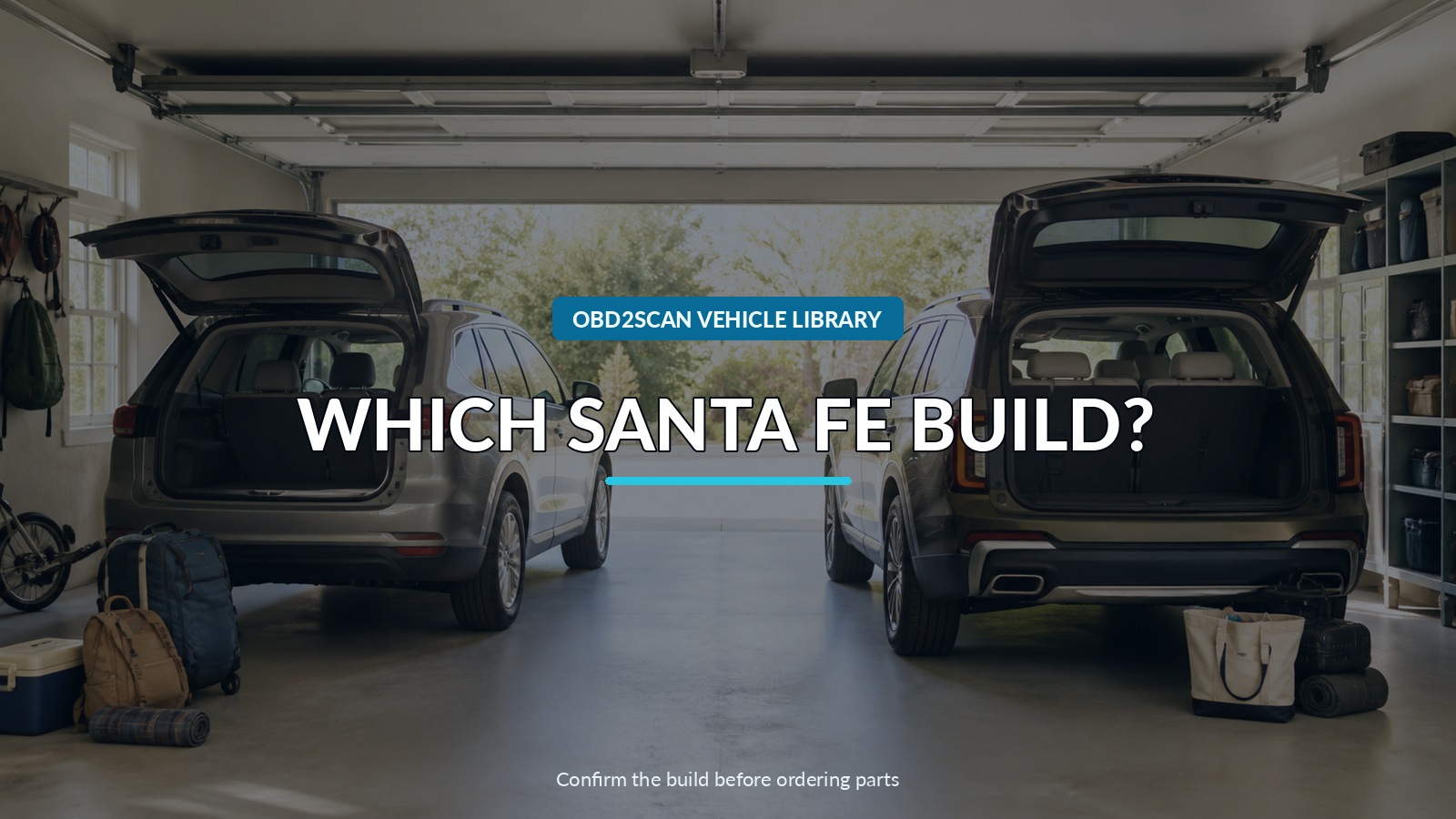 Which Santa Fe Build? — conceptual vehicle identity-verification scene