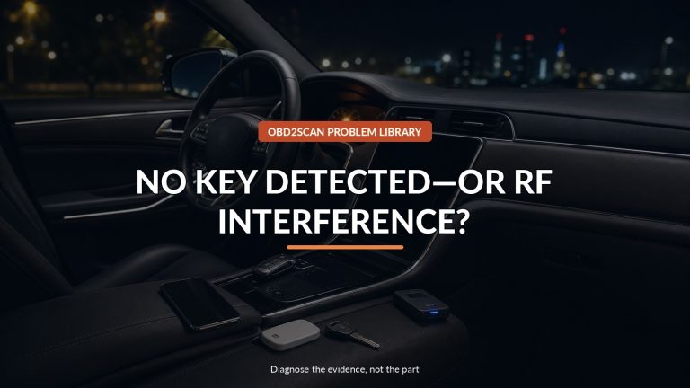 No Key Detected—Or Rf Interference? — conceptual diagnostic scene