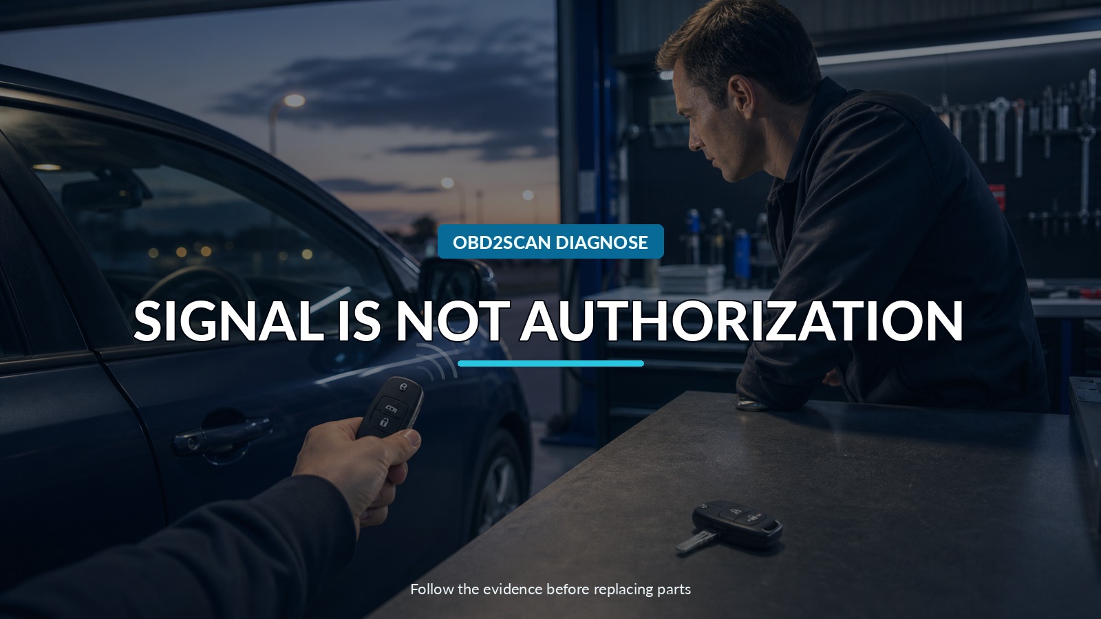 Signal Is Not Authorization — conceptual diagnostic scene