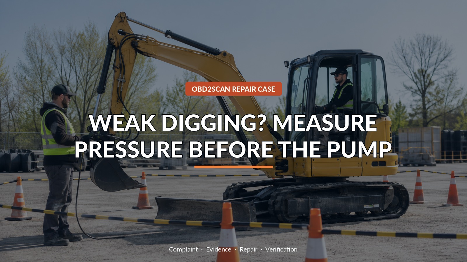 Weak Digging? Measure Pressure Before The Pump — conceptual diagnostic scene