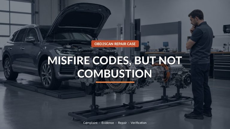 Misfire Codes, But Not Combustion — conceptual diagnostic scene