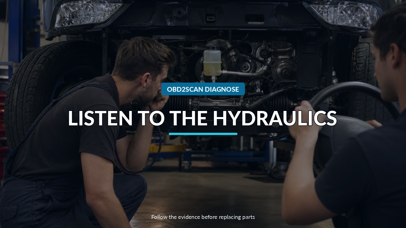 Listen To The Hydraulics — conceptual diagnostic scene