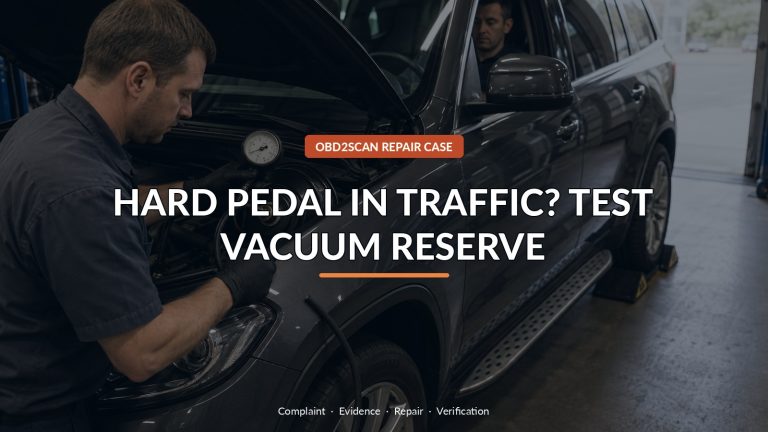 Hard Pedal In Traffic? Test Vacuum Reserve — conceptual diagnostic scene