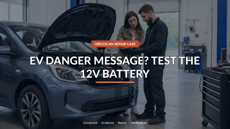 Ev Danger Message? Test The 12V Battery — conceptual diagnostic scene