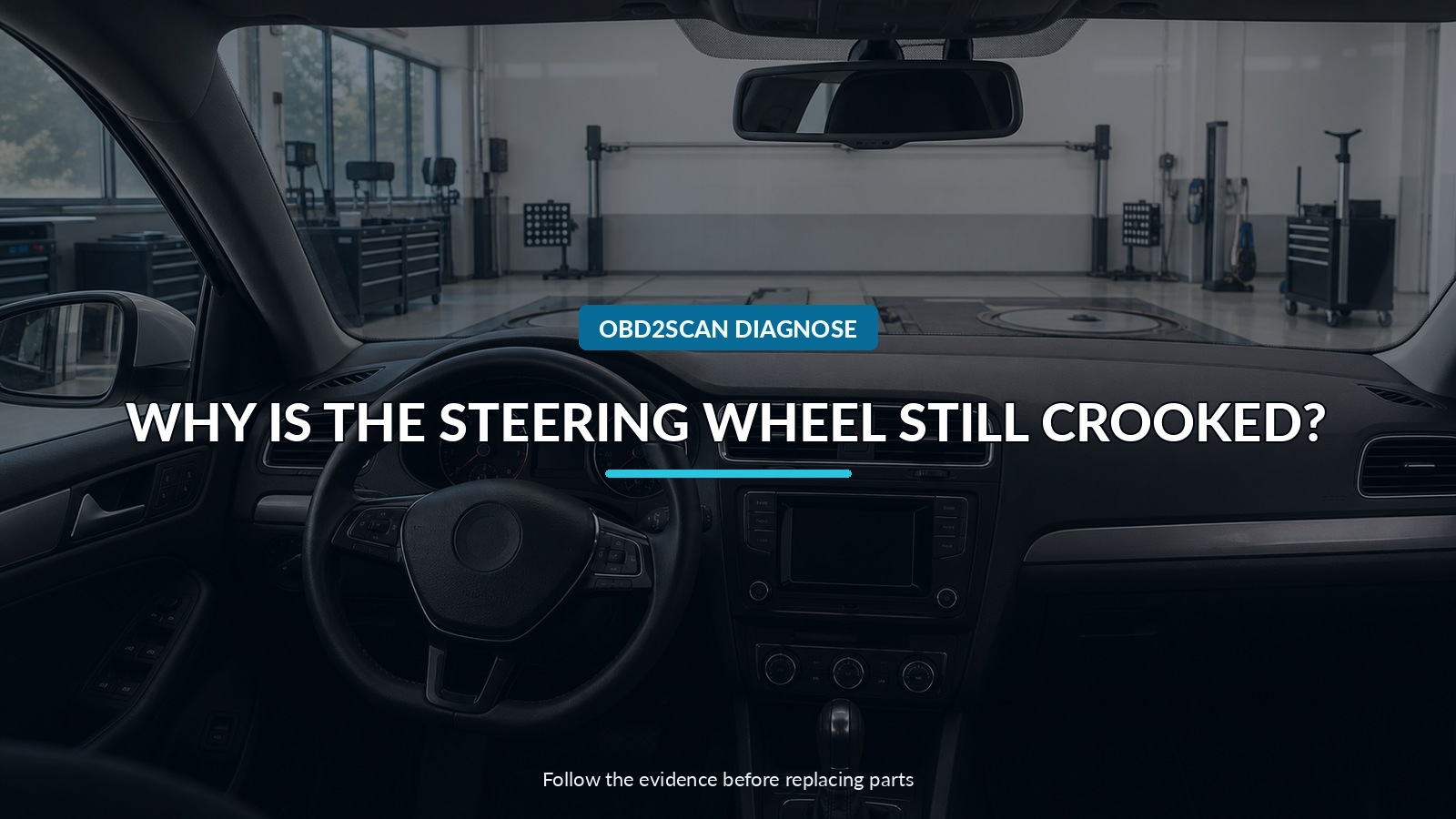 Why Is The Steering Wheel Still Crooked? — conceptual diagnostic scene