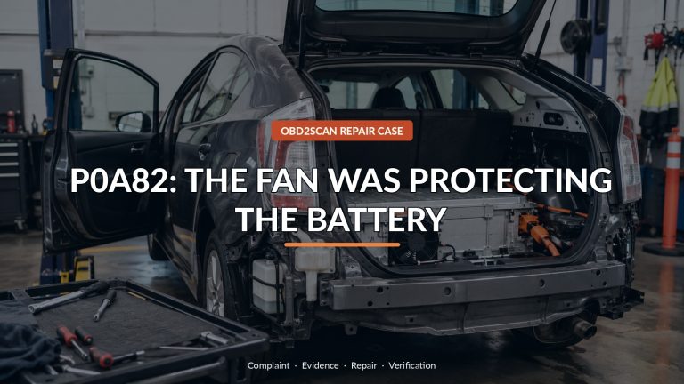 P0A82: The Fan Was Protecting The Battery — conceptual diagnostic scene