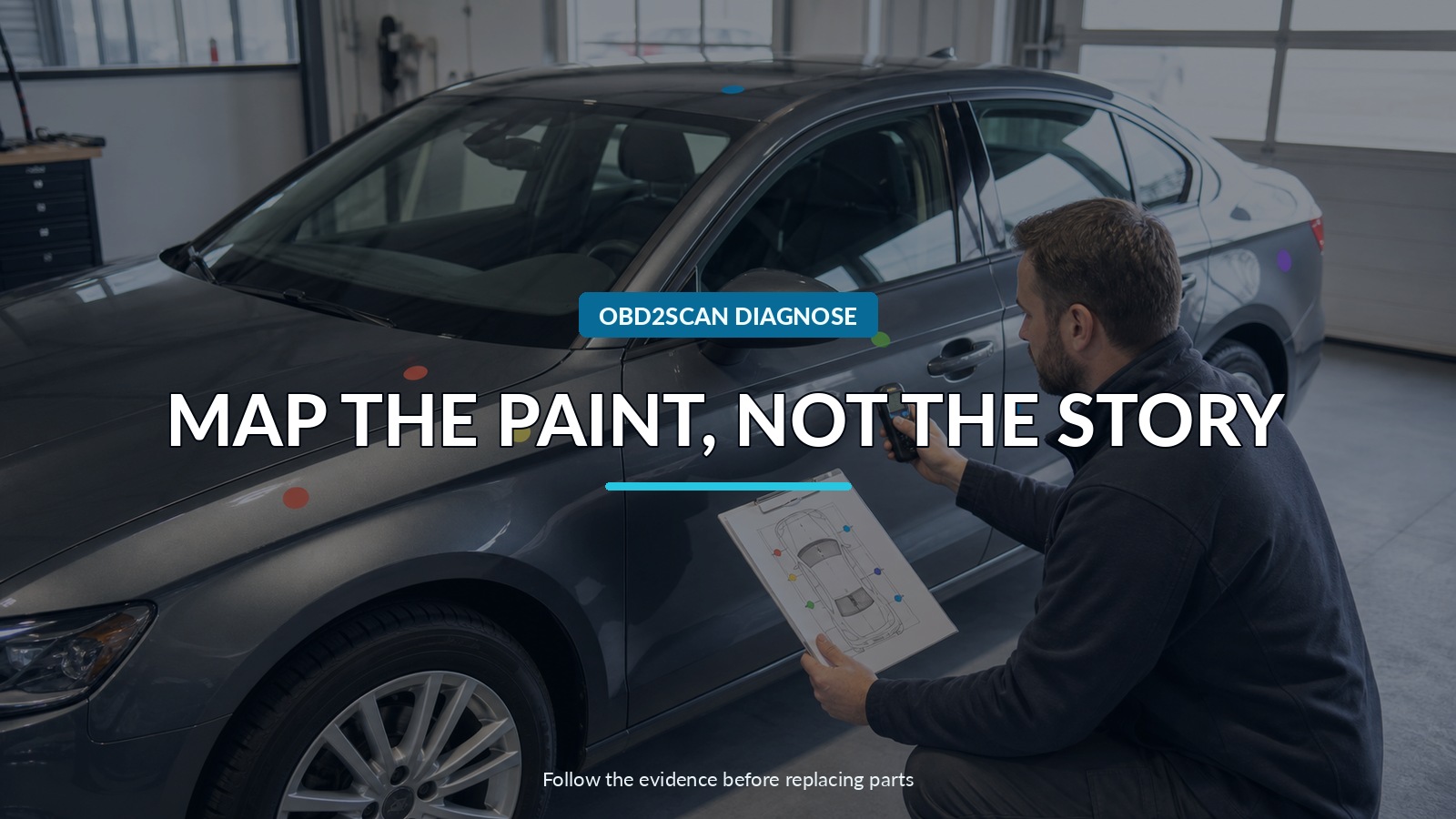 Map The Paint, Not The Story — conceptual diagnostic scene