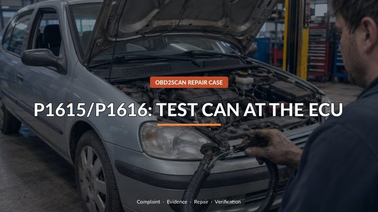 P1615/P1616: Test Can At The Ecu — conceptual diagnostic scene