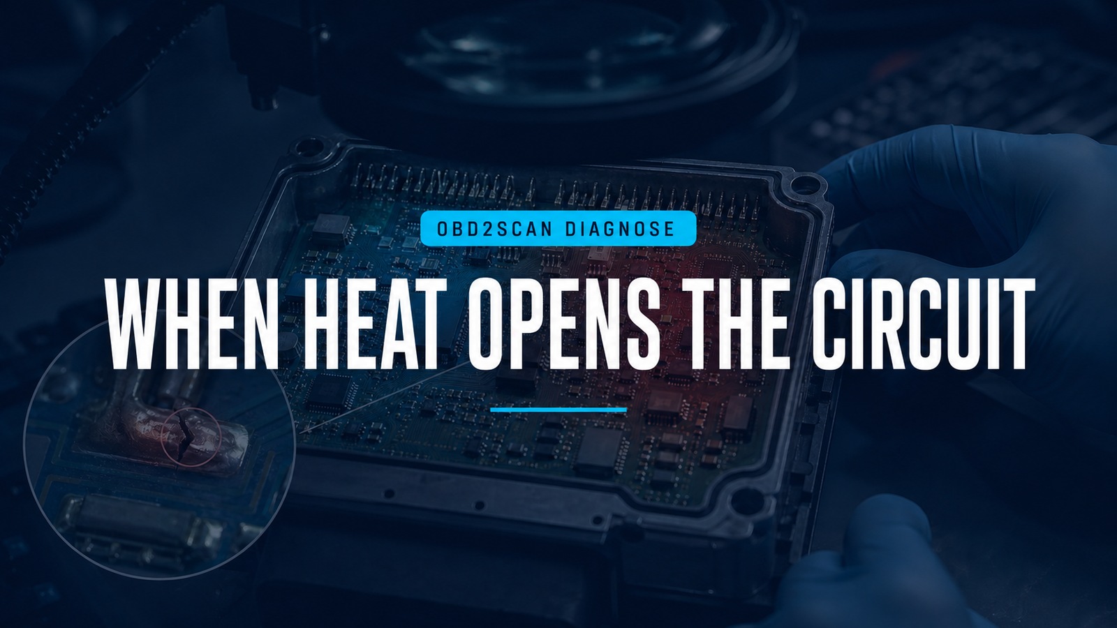 When Heat Opens The Circuit — conceptual diagnostic scene